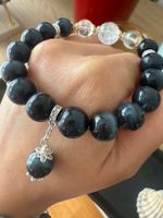 ✨ Blaues Tigerauge & Bergkristall Armband – 16 cm DIY 💙